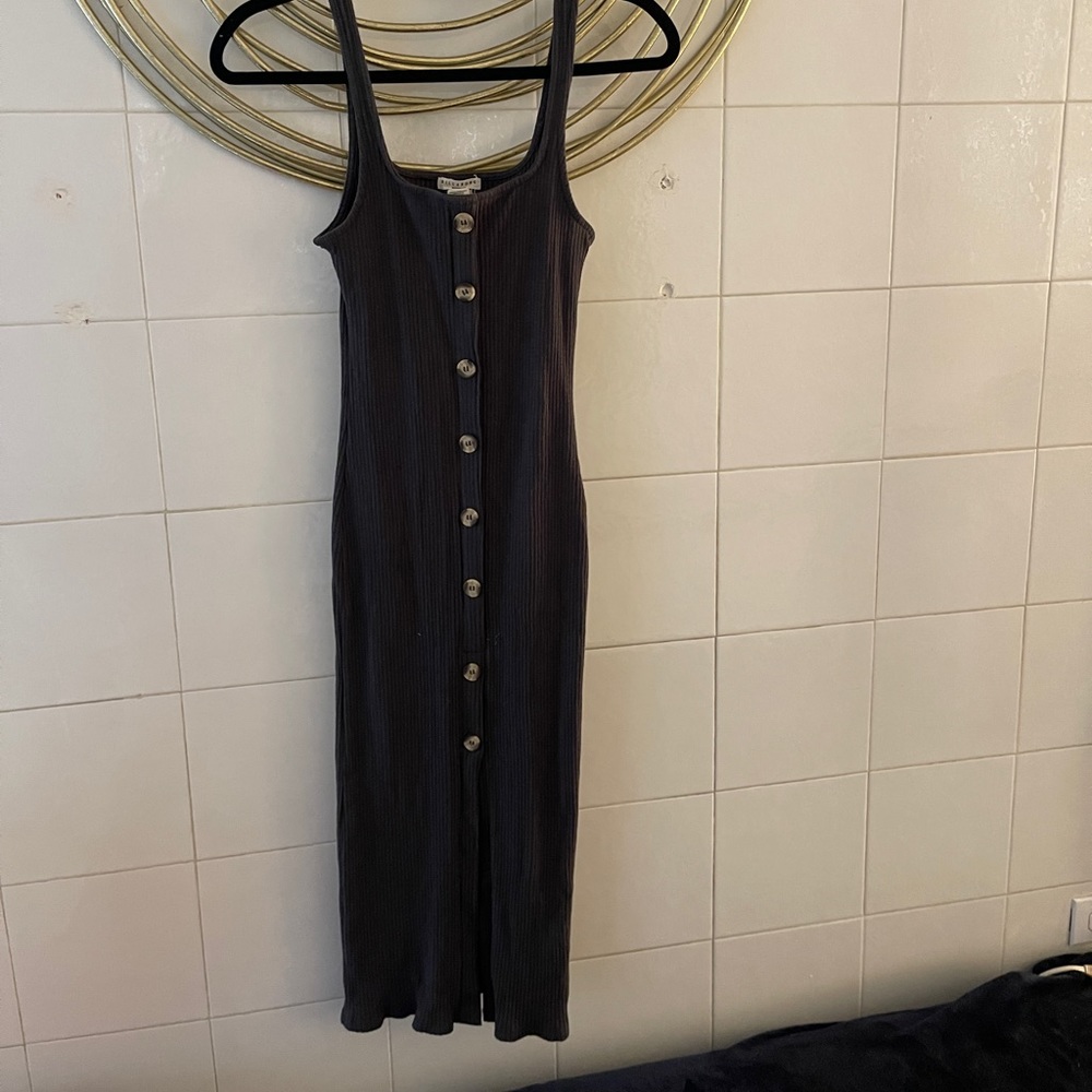 Billabong Charcoal Button-Front Midi Dress